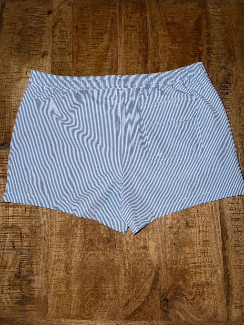 Abercrombie & Fitch Light Blue Pinstripe Athletic Shorts